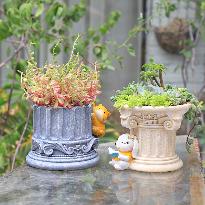 Snake Plant Ceramic - Pilar romano de columnas griegas, maceta