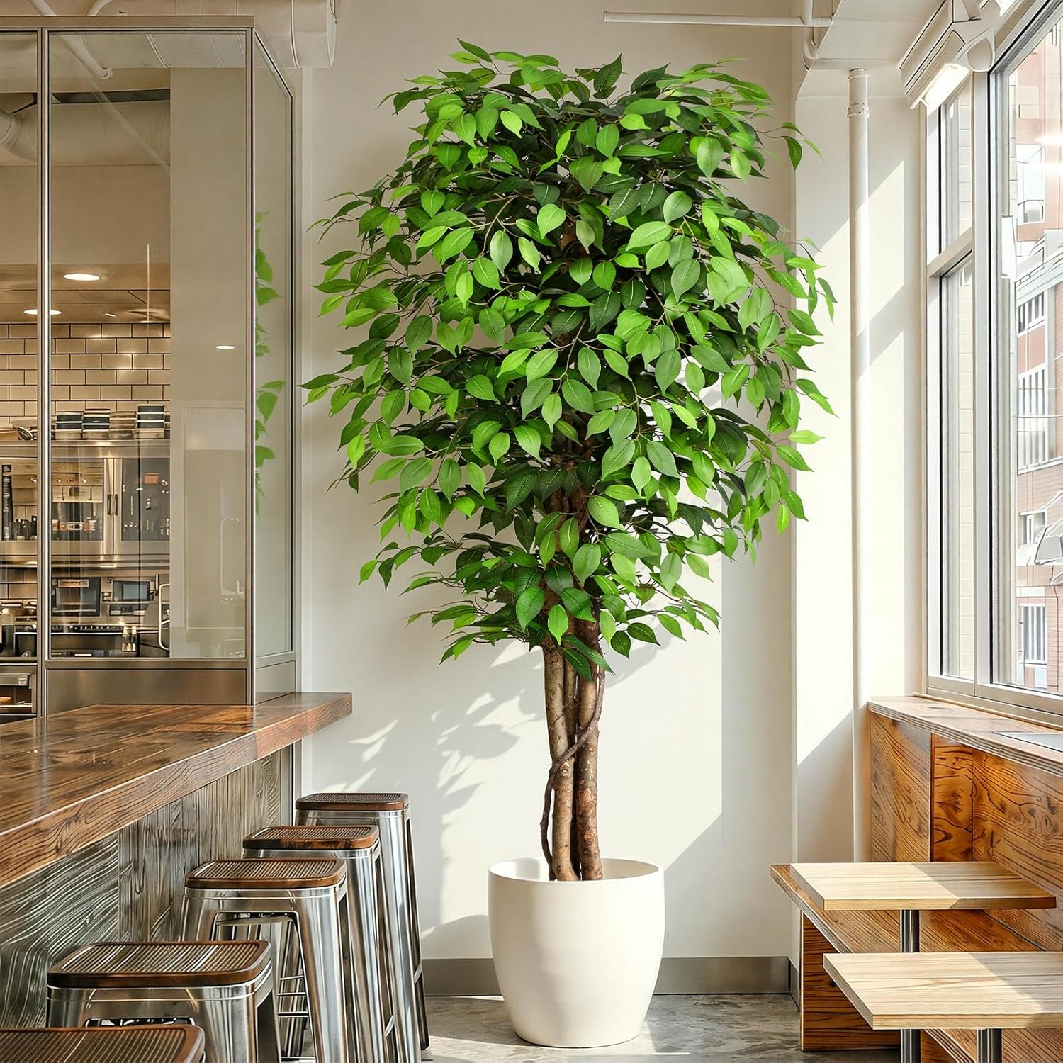 Fiddle Leaf Fig - Árbol de Ficus Artificial Realista con